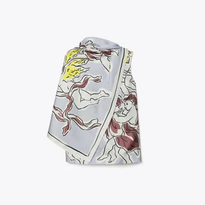 Tory Burch Cape-effect Printed Silk-twill Top In Purple