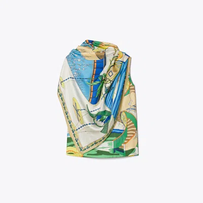 Tory Burch Printed Silk Cape Top In Multi