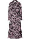 Tory Burch Pleated Floral-print Silk Midi Shirt Dress In Pink