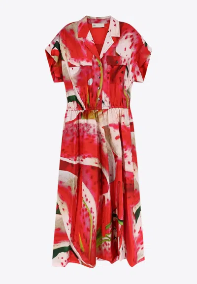 Tory Burch Printed Silk Midi Dress
