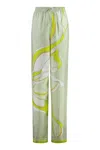 Tory Burch Elegant Printed Silk Pants For Women In Green