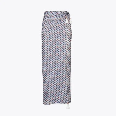 Tory Burch Printed Silk Pareo In Blue