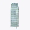 Tory Burch Printed Silk Pareo In Blue Glass Swan Allover