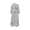 Tory Burch Grey Kaftan With Contrasting Trims And Eyelet Closure On The Front In Silk And Cotton Blend Woman In Multicolor