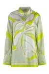 Tory Burch Printed Silk Tunic In Green
