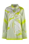 Tory Burch Printed Silk Tunic In Green