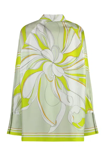 Tory Burch Printed Silk Shirt In Green