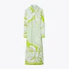 Tory Burch Printed Silk Shirtdress In Chartreuse Twisty Flower