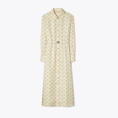Tory Burch Printed Silk Shirtdress In White