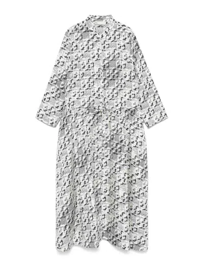 TORY BURCH PRINTED SILK TWILL MIDI DRESS