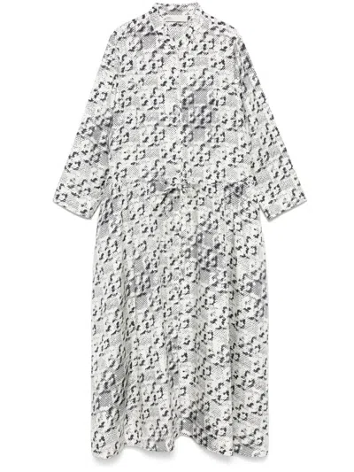 TORY BURCH PRINTED SILK TWILL MIDI DRESS