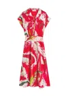 Tory Burch Printed Silk-twill Midi Shirt Dress In Red