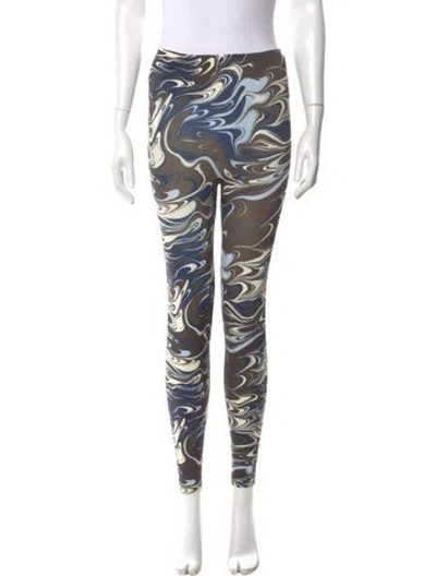 Pre-owned Tory Burch Printed Skinny Leg Pants In Blue