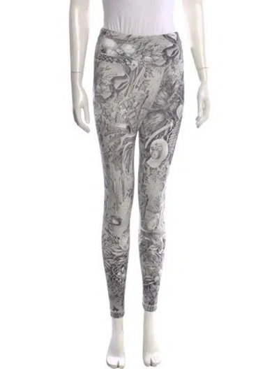 Pre-owned Tory Burch Printed Skinny Leg Pants In Gray
