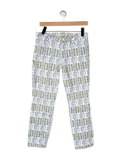 Pre-owned Tory Burch Printed Skinny Leg Pants In Green