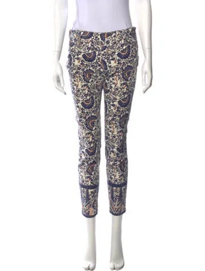Pre-owned Tory Burch Printed Skinny Leg Pants In Purple