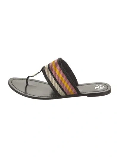 Pre-owned Tory Burch Printed Slides In Black
