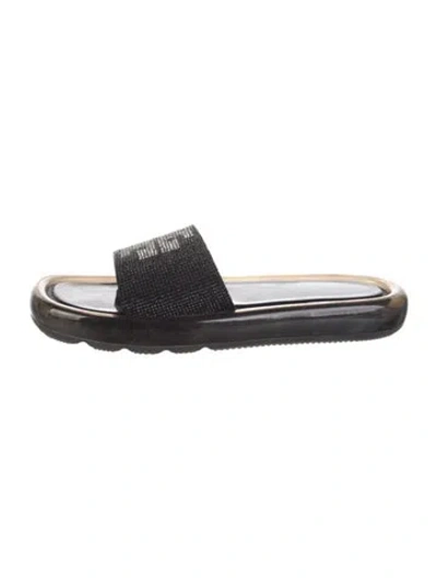 Pre-owned Tory Burch Printed Slides In Black