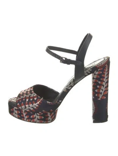 Pre-owned Tory Burch Printed Slingback Pumps In Blue