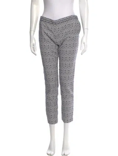 Pre-owned Tory Burch Printed Straight Leg Pants In Blue