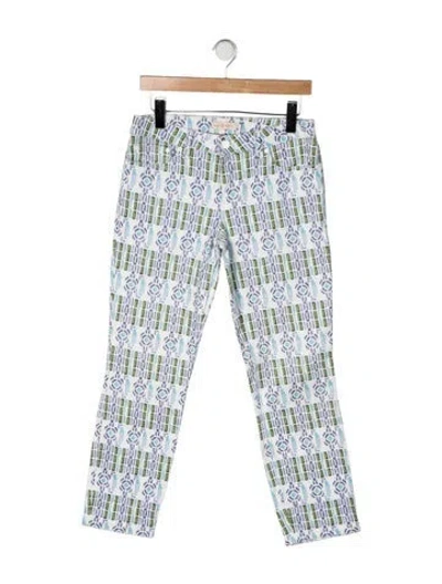 Pre-owned Tory Burch Printed Straight Leg Pants In Green
