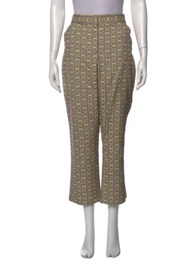Pre-owned Tory Burch Printed Straight Leg Pants In Neutral