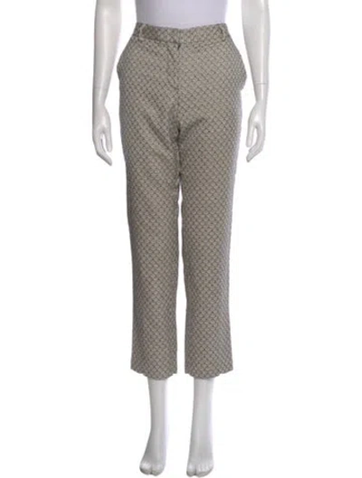 Pre-owned Tory Burch Printed Straight Leg Pants In Neutral