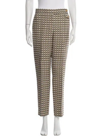 Pre-owned Tory Burch Printed Straight Leg Pants In Neutrals