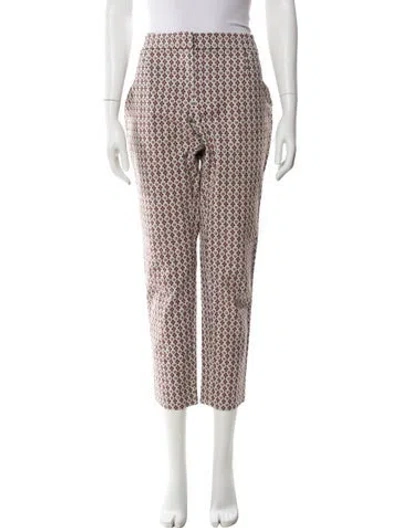 Pre-owned Tory Burch Printed Straight Leg Pants In Red