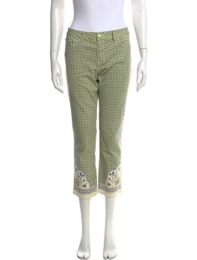 Pre-owned Tory Burch Printed Straight Leg Pants W/ Tags In Green