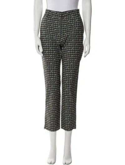 Pre-owned Tory Burch Printed Straight Leg Pants In White