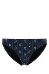 Tory Burch Printed Stretch Nylon Bikini Bottom In Blue