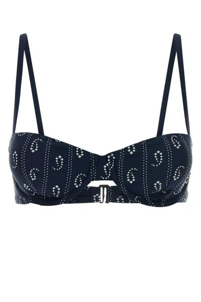 TORY BURCH PRINTED STRETCH NYLON BIKINI TOP