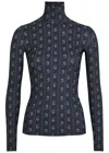 Tory Burch Printed Stretch-polyamide Top In Blue