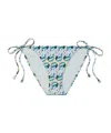 Tory Burch Printed String Bikini Bottom In Blue