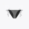 Tory Burch Printed String Bikini Bottom In Black Prismatic T Monogram Small