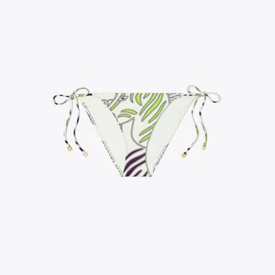 Tory Burch Printed String Bikini Bottom In Ivory Zebra Scarf