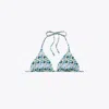 Tory Burch Printed Triangle Bikini Top In Blue Glass Swan Allover