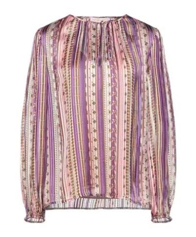 Tory Burch Printed Striped Shirt In Multi