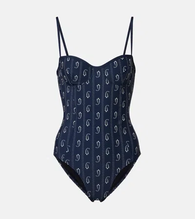 Tory Burch Printed Swimsuit In Blue