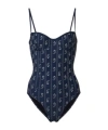 Tory Burch Printed Swimsuit In Blue
