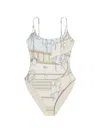 Tory Burch Off-the-shoulder One-piece Swimsuit In Neutral