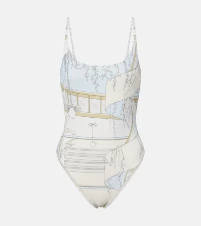 Tory Burch Graphic-print Scoop-neck Swimsuit In Multi