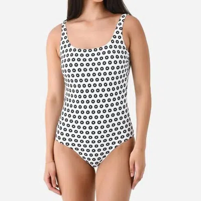 Tory Burch Printed Tank One Piece Swimsuit In White