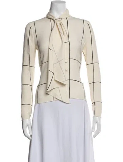 Pre-owned Tory Burch Printed Tie Neck Blouse