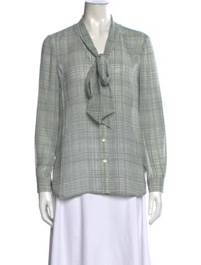 Pre-owned Tory Burch Printed Tie Neck Blouse In Multi