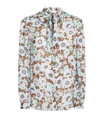 Tory Burch Printed Tie-neck Blouse