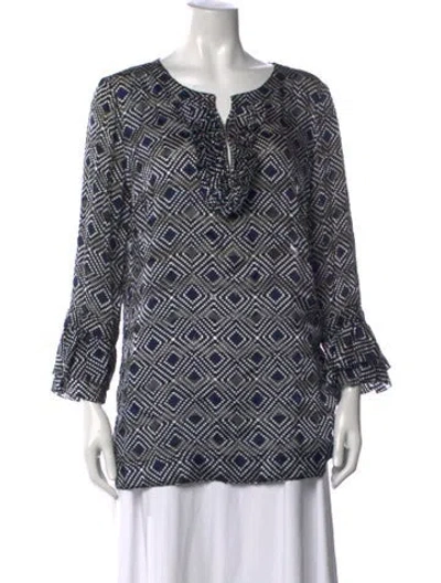 Pre-owned Tory Burch Printed Top In Blue