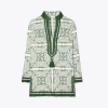 Tory Burch Printed Tory Tunic In Ivory/green Rope Scarf
