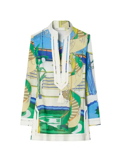 Tory Burch Printed Cotton Voile Tunic In Multi